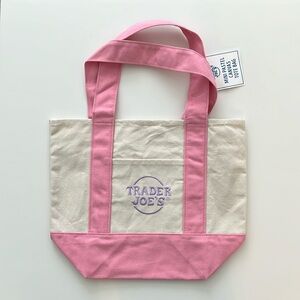 Trader Joes Mini Pastel Canvas Tote Bag (Pink)
